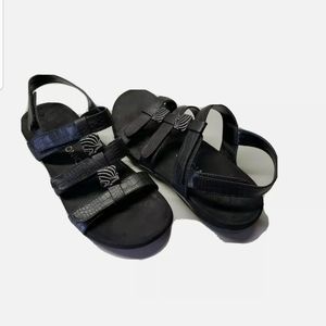 Vionic Sandals Size 10 Women's Amber Adjustable Orthaheel Black Comfort Shoes